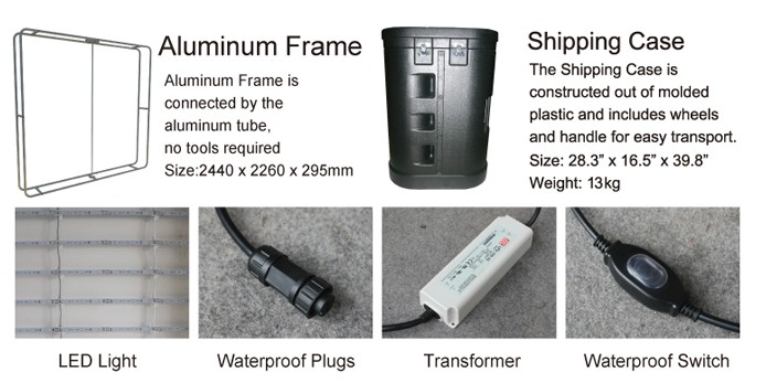 8ft Portable Fabric Light Box Display